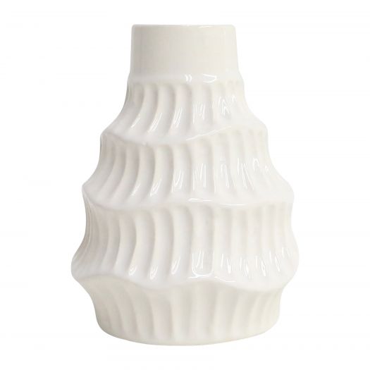 CER, 6" WAVY VASE, WHITE