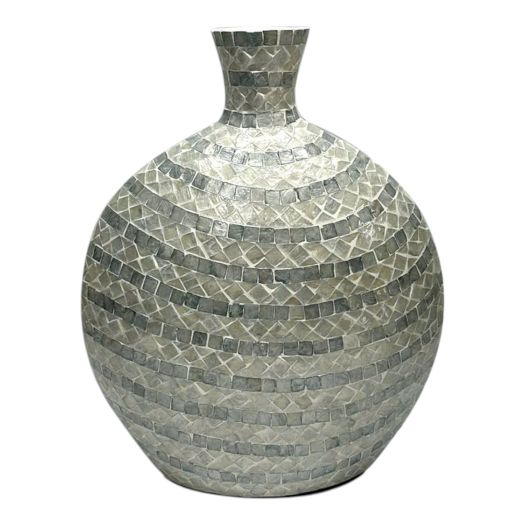19x16 Capiz Gourd Vase, Blue