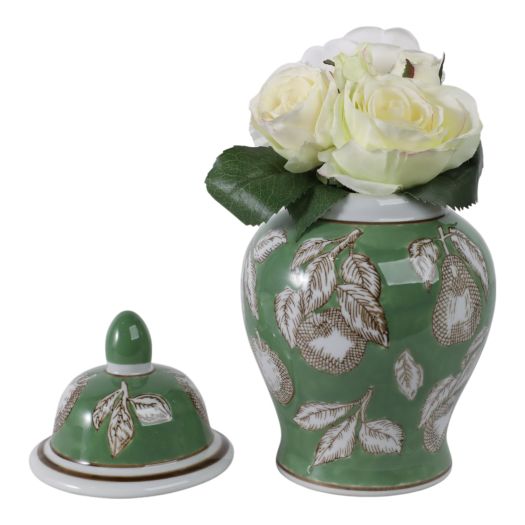 Pears & Twigs Temple Jar, Green/brown