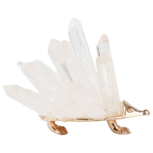 2 Lauria Quartz Crystal Point Hedgehog, Wht/gld