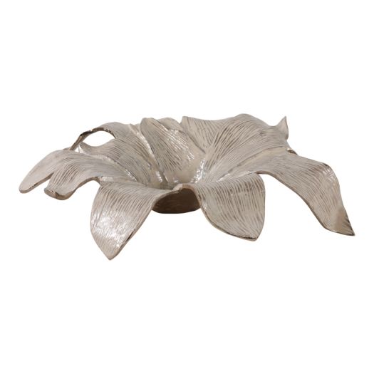 20 Blooming Flower Metal Bowl, Ivory/gold