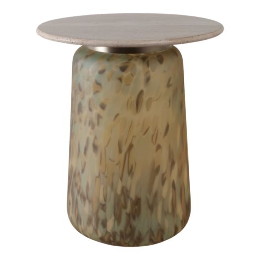 21 Madryn Short Art Table W/travertine Top, Green