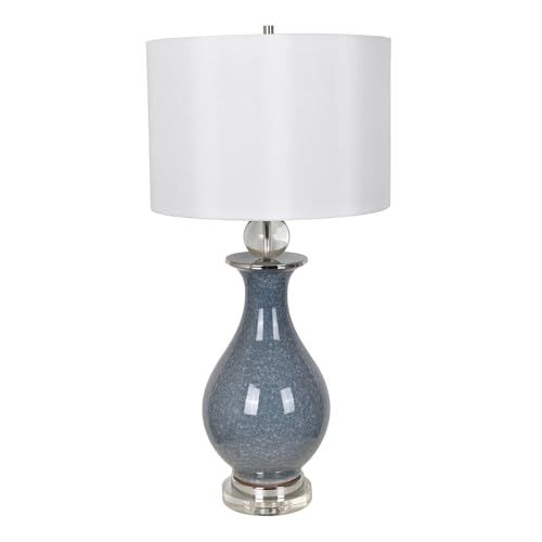 Jarvis Table Lamp 28"Ht.,Ceramic&Crystal Blue Crackle Fini