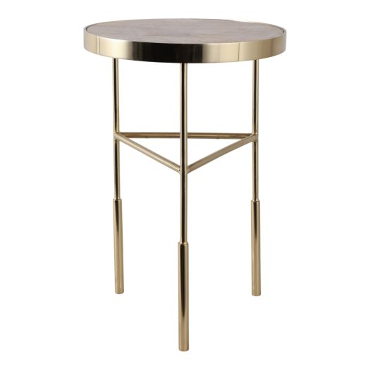 22 Chino Travertine Top Accent Table, White