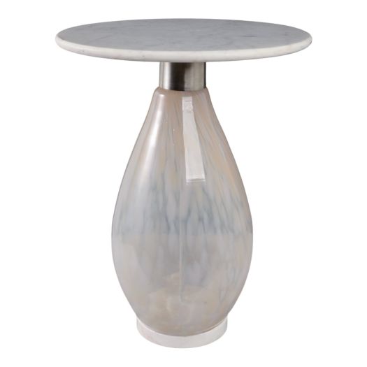 22 Estero Tall Art Table W/marble Top, White