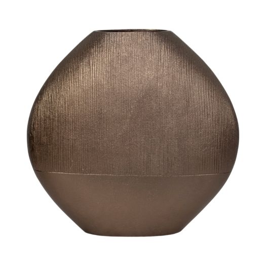 22" LINES ROUND VASE, BRASS ANTIQUE