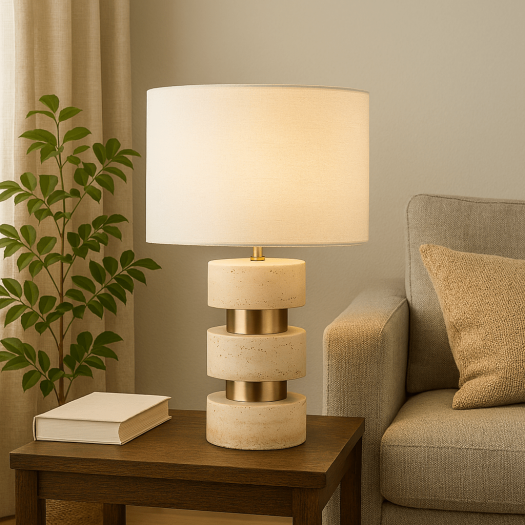 23 NAXLEY TRAVERTINE TABLE LAMP