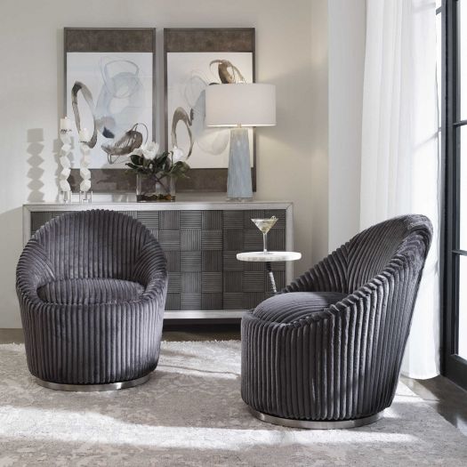 Crue Swivel Chair, Gunmetal