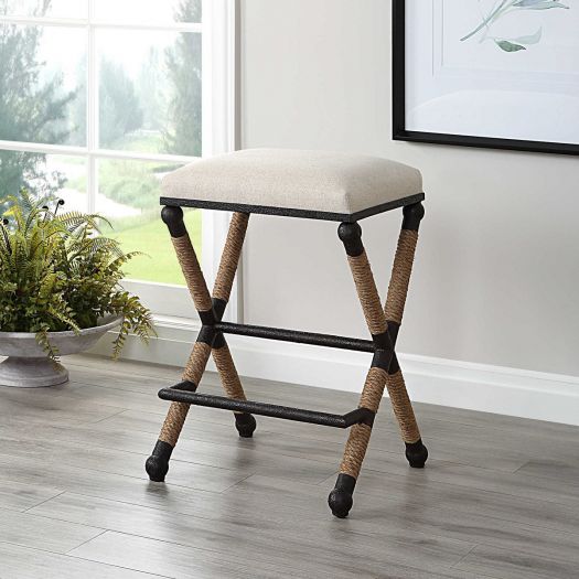 Uttermost Firth Rustic Oatmeal Counter Stool