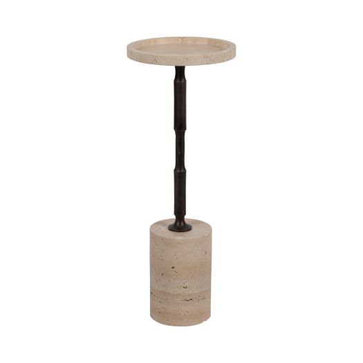 24" COMINO SHORT TRAVERTINE TABLE, KD