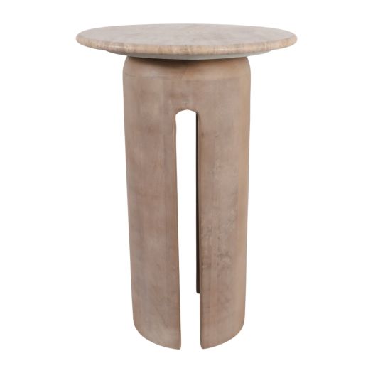 24" MONTOCK WOOD AND TRAVERTINE ACCENT TABLE