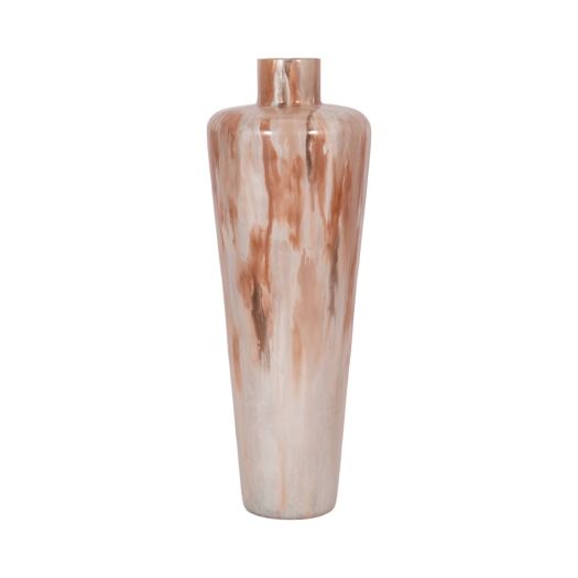 24 Nude Drip Finish Glass Floor Vase, Tan Multi
