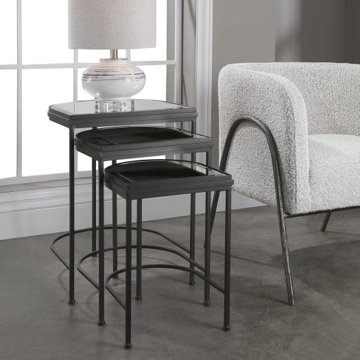 INDIA NESTING TABLES, BLACK, S/3