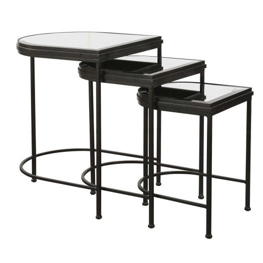 INDIA NESTING TABLES, BLACK, S/3