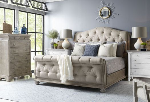 Summer Creek Shoals California King Upholstered Tufted Sleigh Bed