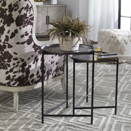 BURNETT NESTING TABLES, DARK NICKEL