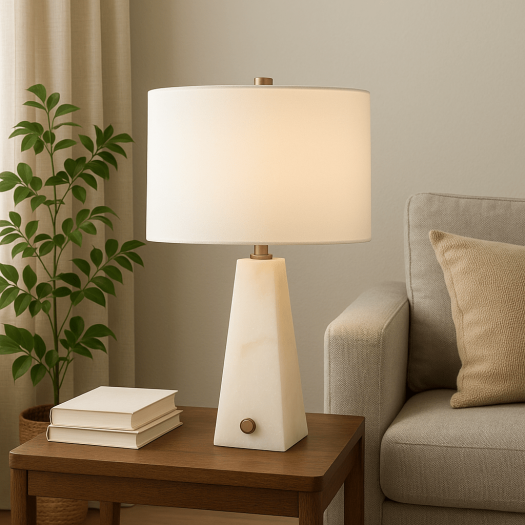 White Laurel Alabaster Table Lamp