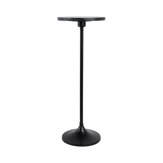 27X10 MARBLE TOP DRINK TABLE, BLACK