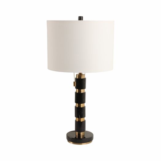 27x14 Stacked Marble Lamp With 2 Pulls, Black/gol