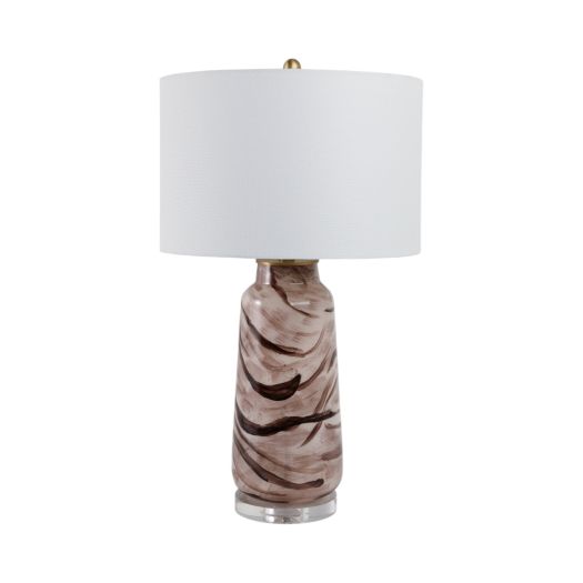 29x17 Swirled Glass Table Lamp, Brown