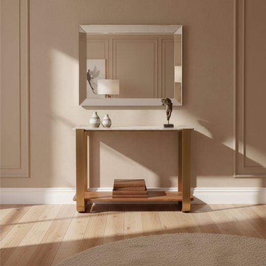 31 MARBLE TOP CONSOLE, GOLD KD