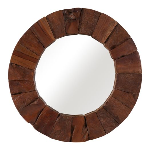 31x31 Teakwood Framed Mirror, Natural