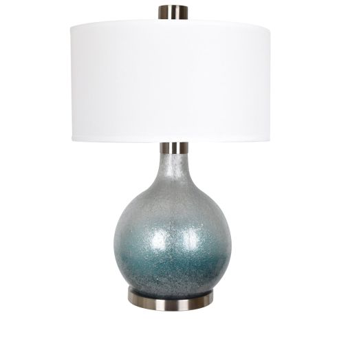 32''H GLASS TABLE LAMP WITH 19X19X11''SHADE