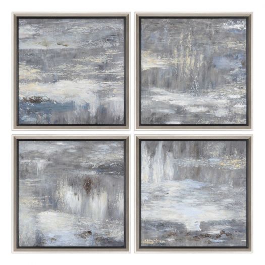 Shades Of Gray Hand Painted Canvases, S/4