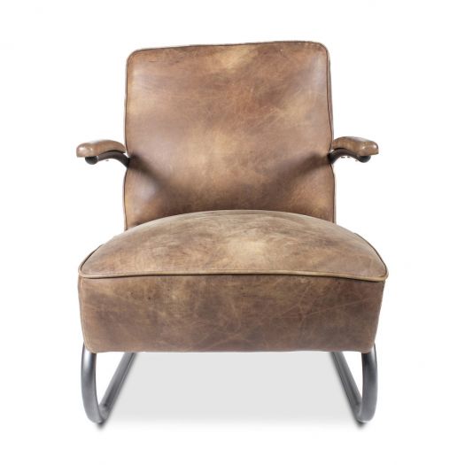 Perth Club Chair Grazed Brown Leather