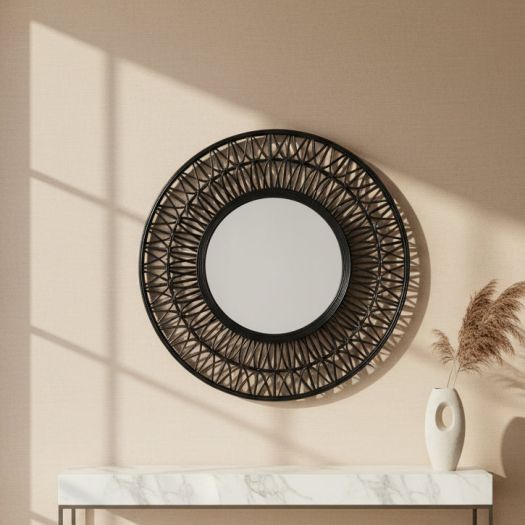 36 BAMBOO WALL MIRROR, BLACK