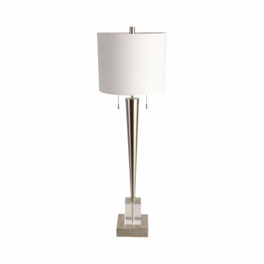 36 Carmelo Crystal Buffet Table Lamp, Silver/whit