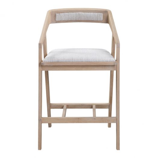 Padma Oak Counter Stool Light Grey