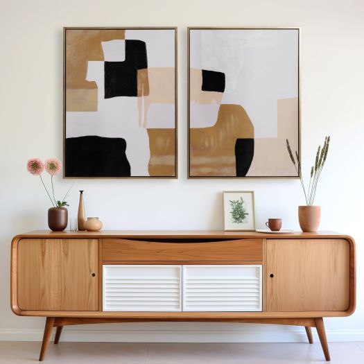 36X48 S/2 FRAMED HANDPAINTED ABSTRACT, MULTI