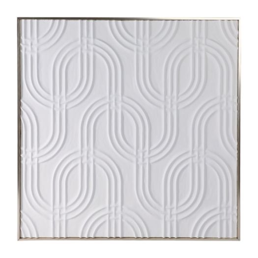 40x40 Wood Venna Plaster Wall Decor, White