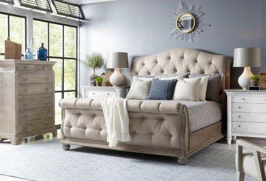 Summer Creek Shoals King Upholstered Tufted Sleigh Bed