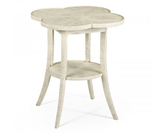 JC Edited - Casually Country Collection - Quatrefoil Lamp Table in Whitewash Driftwood