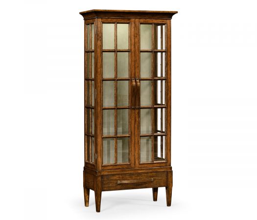 JC Edited - Casually Country Collection - Casual Plank Walnut Tall Glazed Cabinet