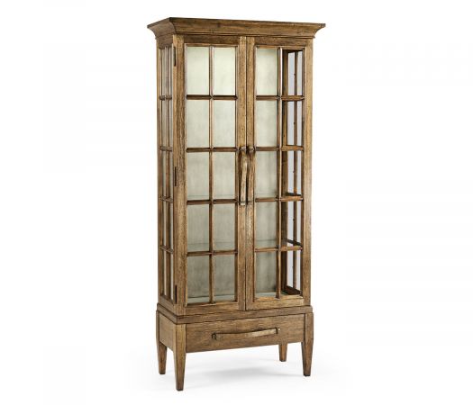 JC Edited - Casually Country Collection - Casual Plank Medium Driftwood Tall Glazed Cabinet