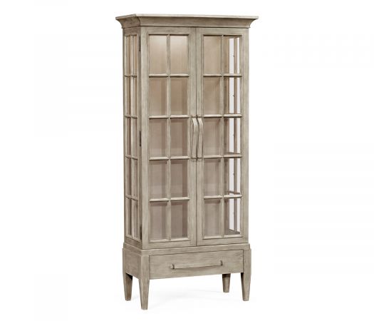 JC Edited - Casually Country Collection - Casual Plank Rustic Grey Tall Glazed Cabinet