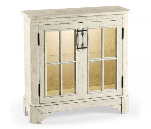 JC Edited - Casually Country Collection - Whitewash Driftwood Low Bookcase with Strap Handles