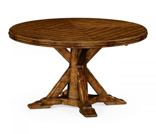 JC Edited - Casually Country Collection - 53" Country Walnut Parquet Round-To-Oval Dining Table