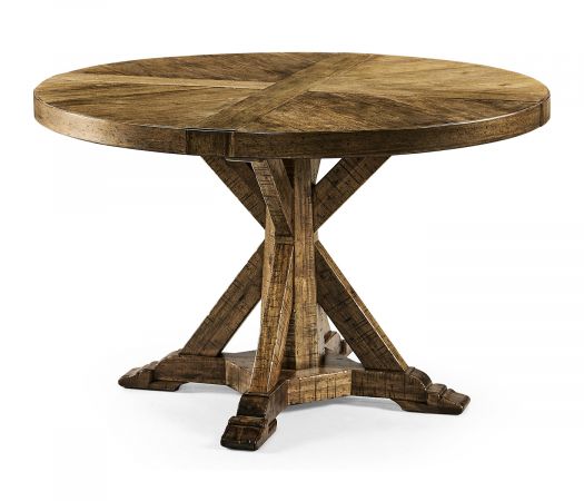 JC Edited - Casually Country Collection - 48" Medium Brown Driftwood Circular Dining Table