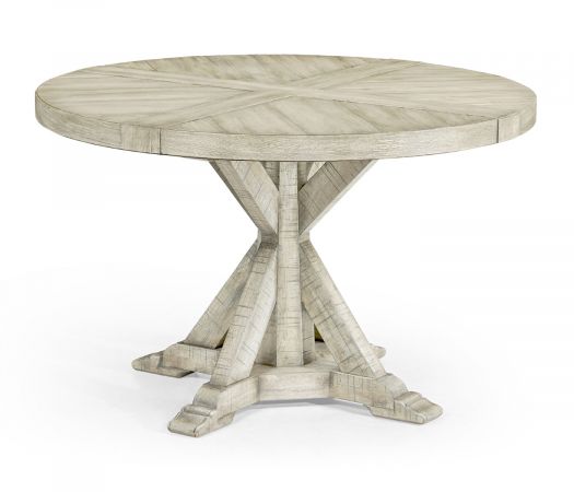 JC Edited - Casually Country Collection - 48" Whitewash Driftwood Circular Dining Table