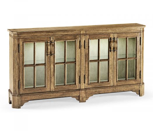 JC Edited - Casually Country Collection - Medium Driftwood Parquet Welsh Bookcase with Strap Handles