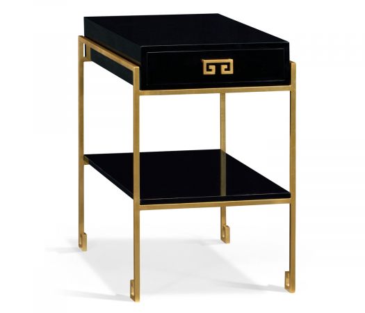 JC Edited - Simply Elegant Collection - Gilded Iron End Table with Smoky Black Drawer