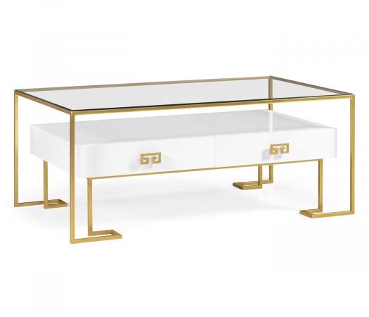 JC Edited - Simply Elegant Collection - Gilded Iron Coffee Table in Biancaneve