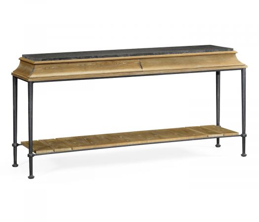 JC Edited - Assorted Collection - Rectangular Console Table with Iron Base and Slate Top