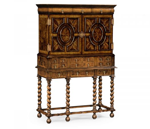 William & Mary Walnut & Oyster Secrétaire Cabinet