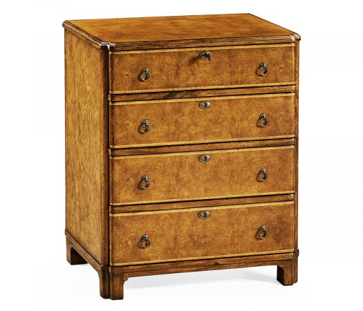 Windsor Walnut Bow Front Chest of Four Drawers