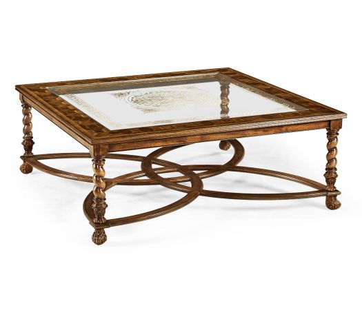 Square Oyster & Églomisé Coffee Table (52")